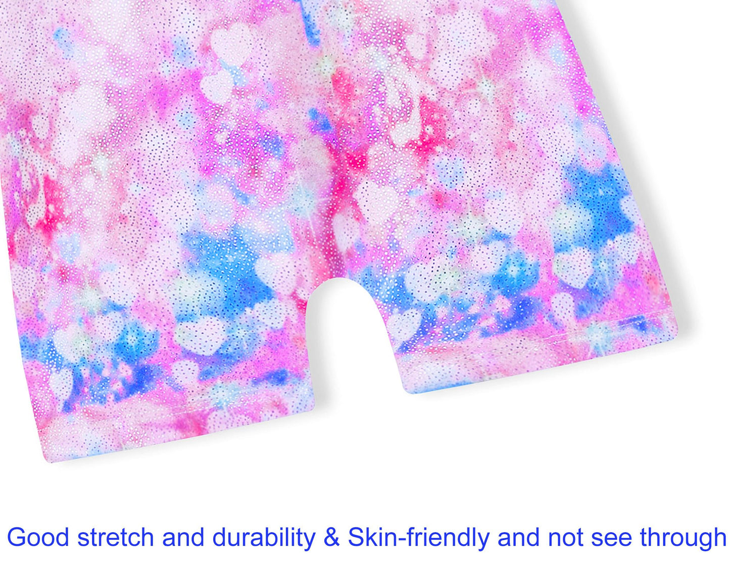 Domusgo Girls Gymnastics Leotards Size 7-8 Years Old Colorful Sparkle Rainbow Love Heart Biketard with Shorts