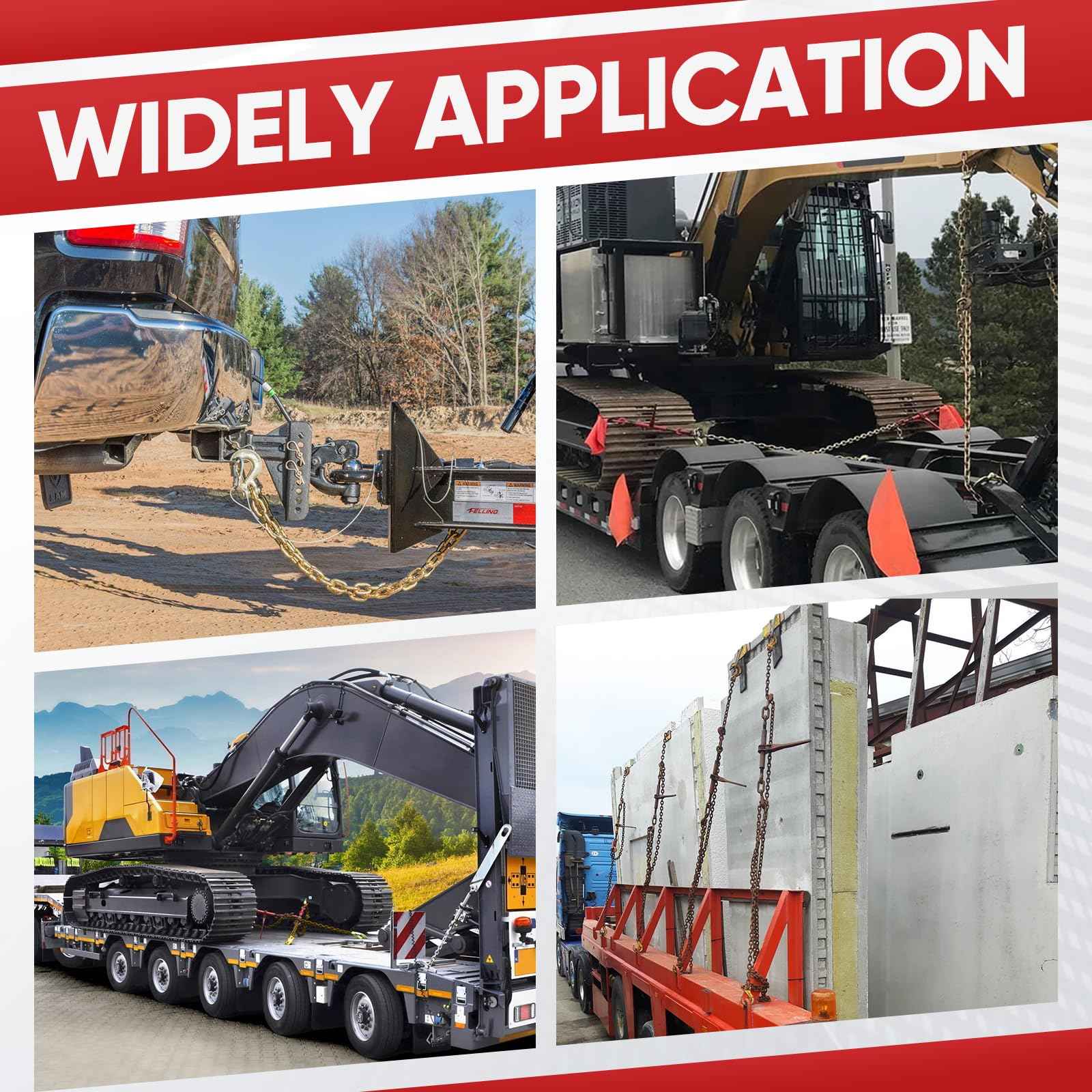 Dollate 2Pack 3/8" to 5/16" Ratchet Chain Load Binder with 5/16"x10FT G80 Heavy Duty Chain, Chain Binder with 5400 Lbs WLL and Chain with 4900 Lbs WLL, Chain Binder and Transport Chain for Tie Down