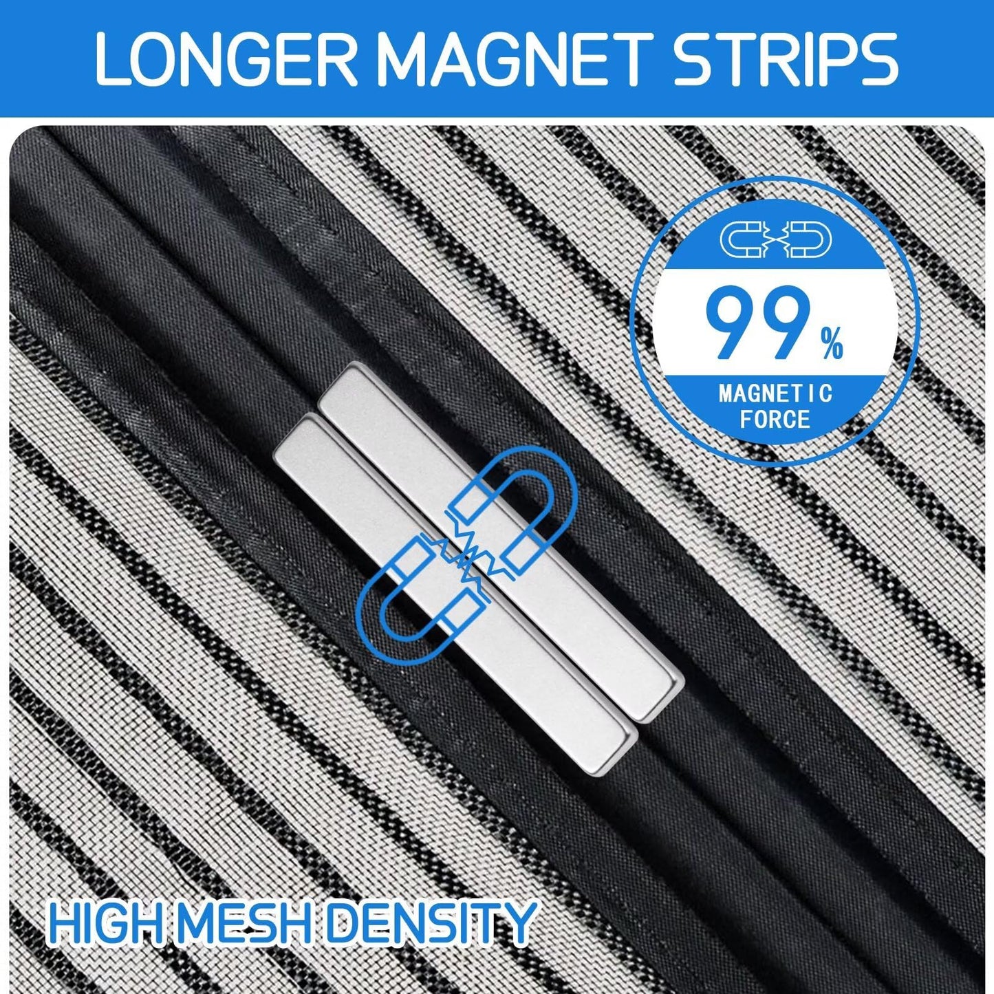 Screen Magnetic Door Closure Heavy Duty,Self Sealing,King Kong Mesh Outdoor Partition:Bug-Blocking Privacy Screen for Patio,Garden,Pet & Kid Friendly - Easy Install/Black 37x82in