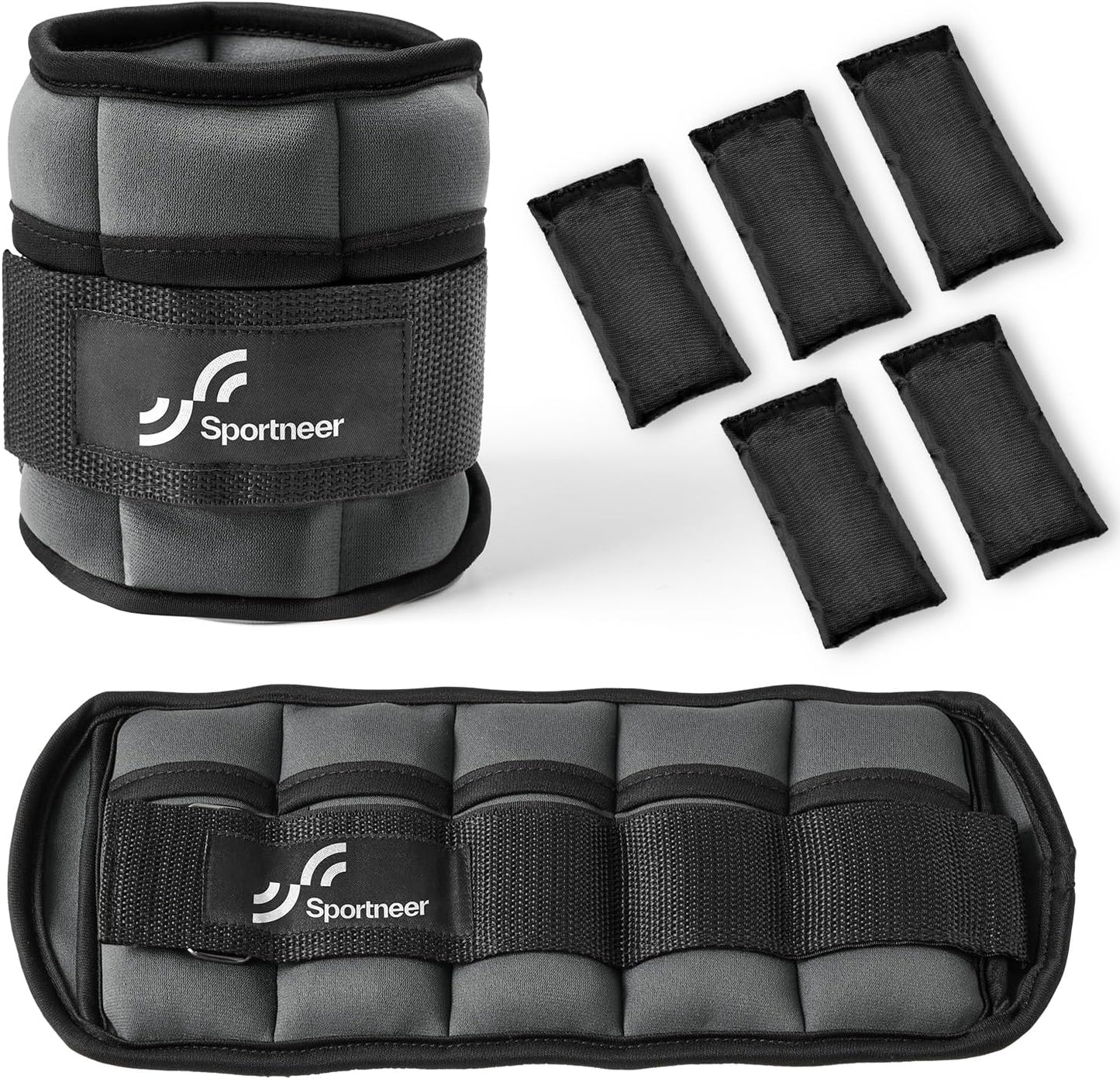Sportneer Adjustable Ankle Weights Set - Comfortable Neoprene Leg Weights (2-10 lbs) for Walking, Running & Yoga