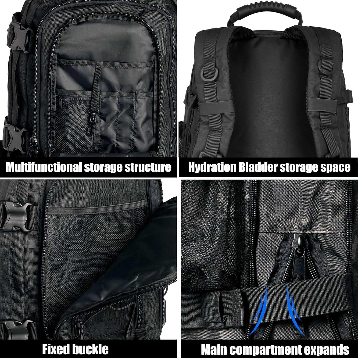 Miramrax Tactical Backpack Military Army Daypack - Assault Pack for Men Molle Backpacks Bug Out Bag 3 Day Pack for Hiking Camping Travel Hunting Rucksack Trekking Black