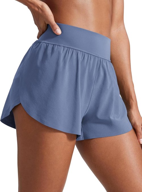 CRZ YOGA High Waisted Running Shorts - Comfy Mesh Liner for Women | Quick-Dry Athletic Gear, 3" Length