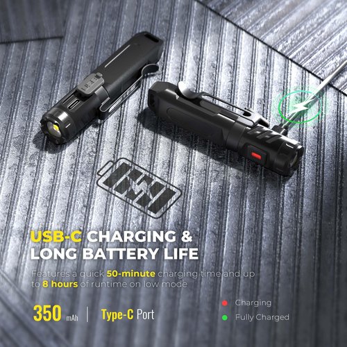 HOKOILN Keychain Flashlight, Bright 650 Lumens USB-C Rechargeable Mini Flashlight, Waterproof Small Pocket Light for Everyday Carry, Camping, Hiking, Emergencies (1, Midnight Black)