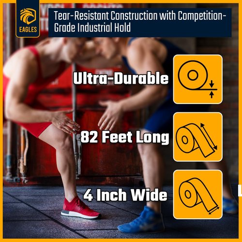 Clear Mat Tape 3 or 4 Inch 1, 2, 3 or 18 Pack Mat Tape for Wrestling Grappling Gymnastics Jiu Jitsu MMA Floor | Exercise Roll Out Mats Foam Tiles | Home Mats & Gym Floor Tape (1, 4 Inch)