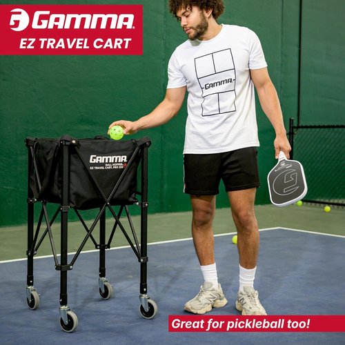 GAMMA Sports EZ Travel Cart - Portable Tennis & Pickleball Hopper with Premium Carrying Case | 150-250 Capacity