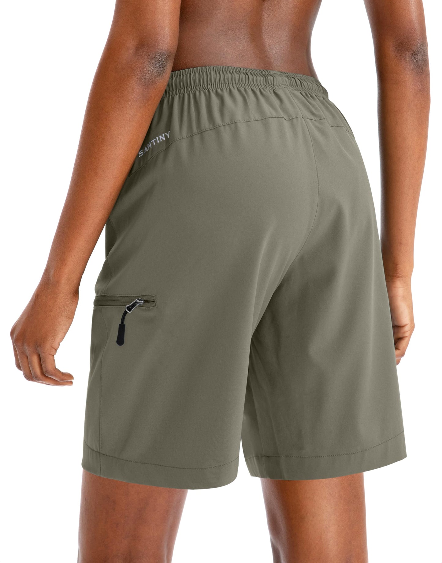 SANTINY Women's 5''/ 7''/9'' Hiking Cargo Shorts Quick Dry Lightweight Summer Shorts for Women Athletic Zipper Pockets(Grey Sage_XXL)