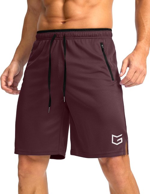 G Gradual Men's Athletic Gym Shorts - Quick Dry Lightweight Basketball Shorts with Zipper Pockets | 9"/11" Sizes