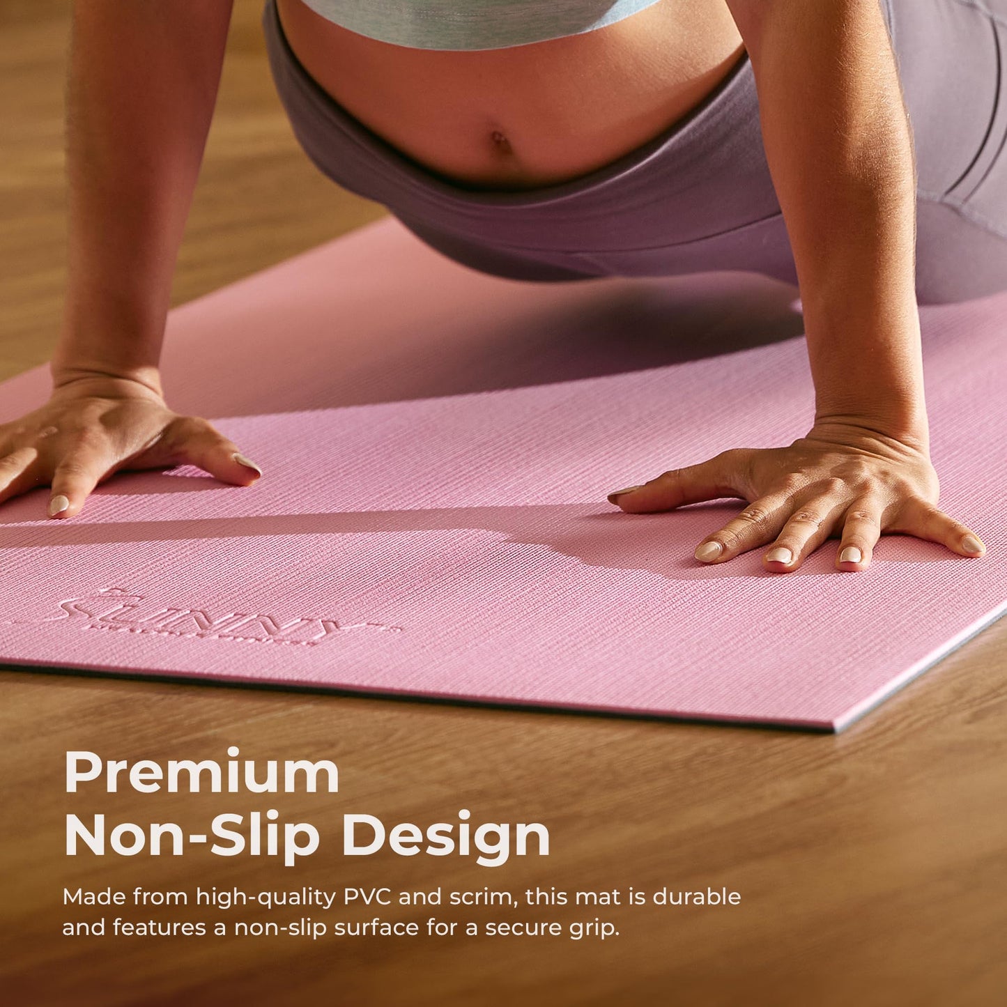 Sunny Health & Fitness 6mm Thick Non-Slip Exercise Yoga Mat - Gray