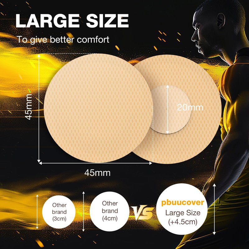 pbuucover Running Nipple Covers for Men No Show Protection Men, Nipple Tape Guards for Runners, Anti Chafing Marathon Use for Professional and Competitive Athletes Beige