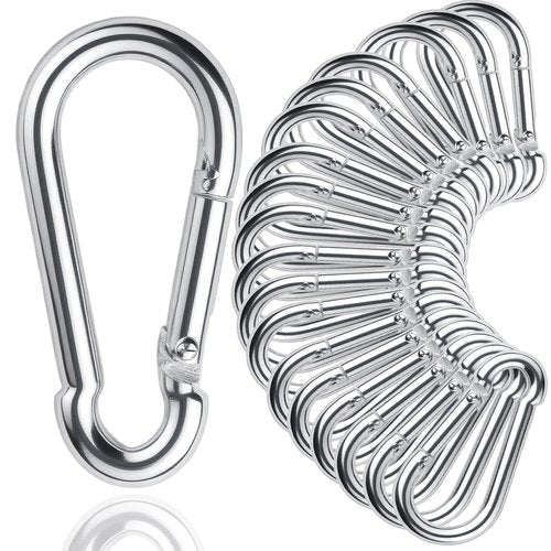 30Pack Heavy Duty Spring Snap Hooks 4Inch, 3/8” Carabiner Clips for Swing, Large Steel Chain Quick Links Safety Buckle Connector for Hammock Fitness Gym Outdoor Boating, M10 Snap Hook Carabiners