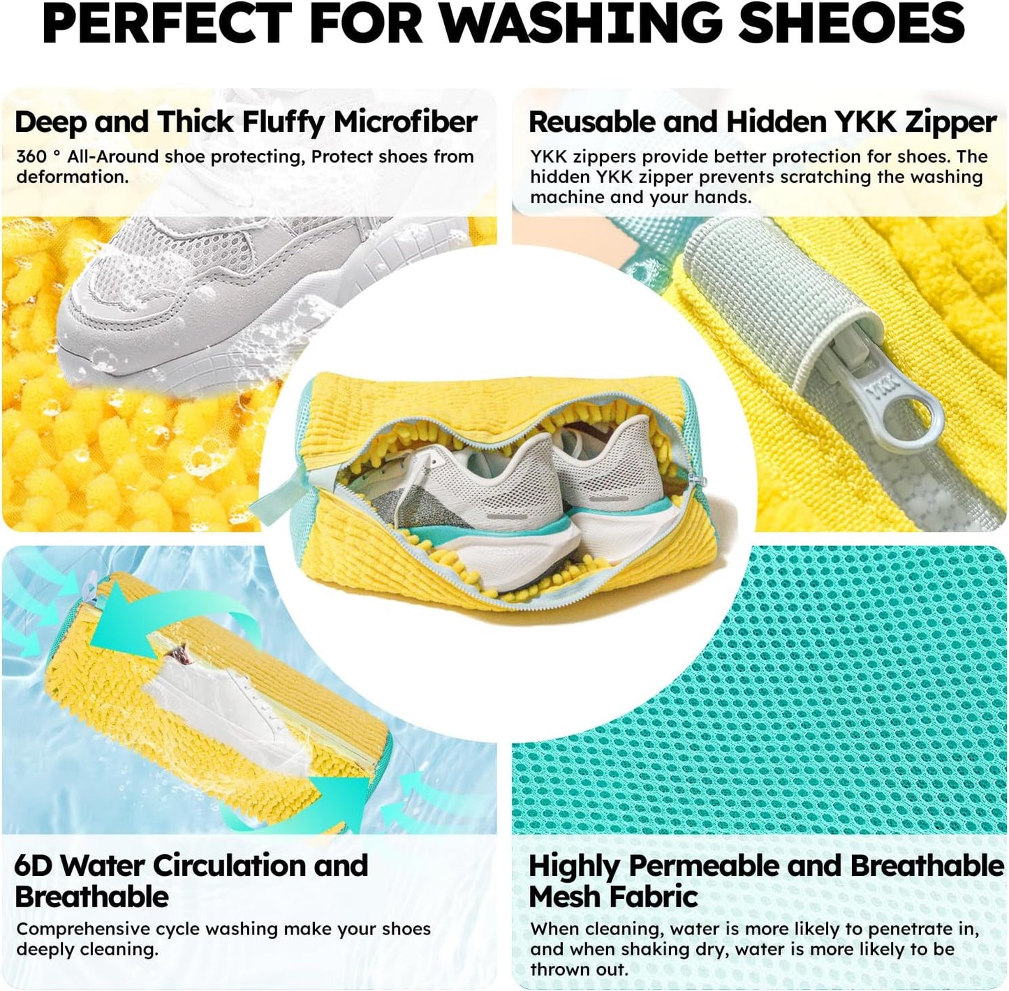 Reusable Shoe Washing Bag by [Brand Name] - Keeps Sneakers & Tennis Shoes Clean | 2 Pcs Yellow