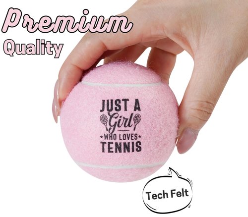CybGene Tennis Gifts, Personalized Tennis Ball, Set of 3 Unique Tennis Balls with Gift Package, Perfect for Tennis Teammate, Partners - PNK K