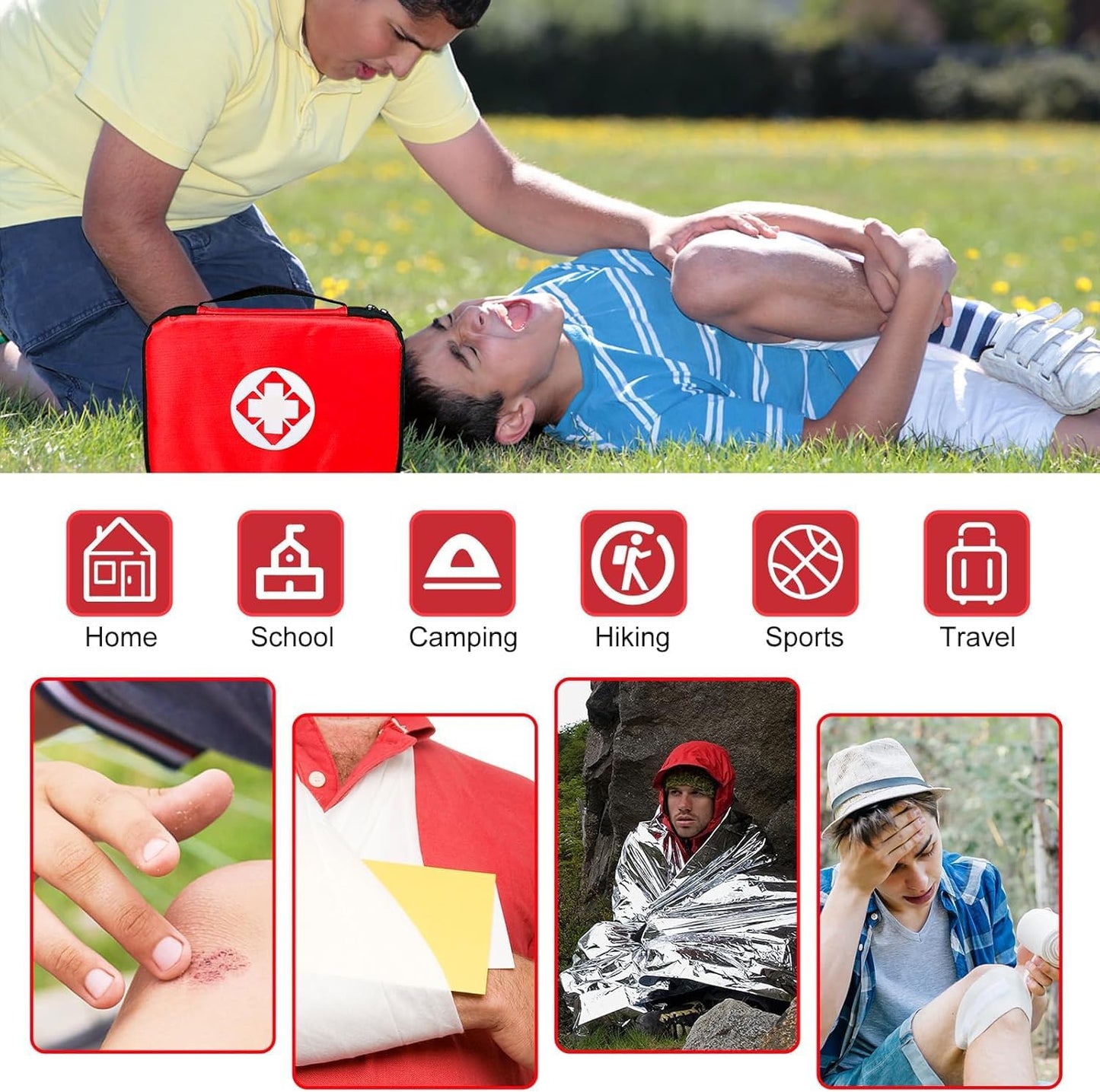 Travel First Aid Kit by [Brand Name] - 300PCS Portable Emergency Gear for Outdoor Adventures | Essential for Home, Car, Hiking, and Camping