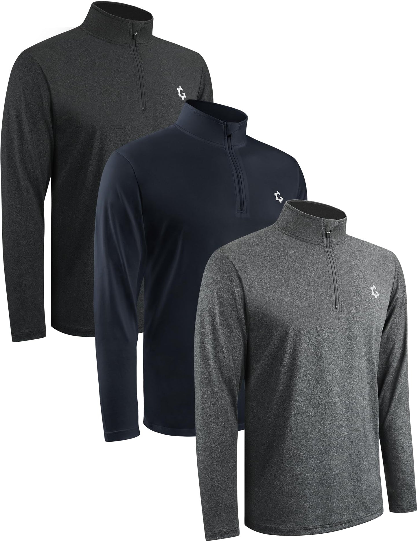 3Pack Quarter 1/4 Zip Pullover Men Dry Fit Sweatshirts 1/2 Half Zip Long Sleeve Running Athletic Golf Work Out Gym Fishing Shirt Quick Dry Outdoor Active Sports Sweater Gray Blue XL