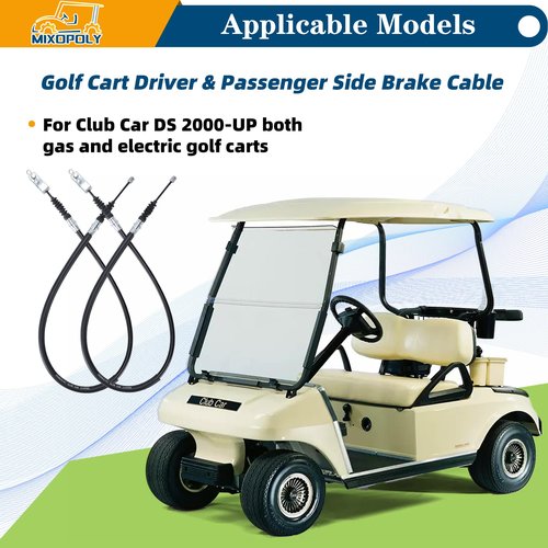 Mixopoly Driver & Passenger Side Brake Cable Kit for Club Car DS 2000-up Gas & Electric Stainless Steel Core 42 Inch Replace OEM 102022101 1019907 1020221-01