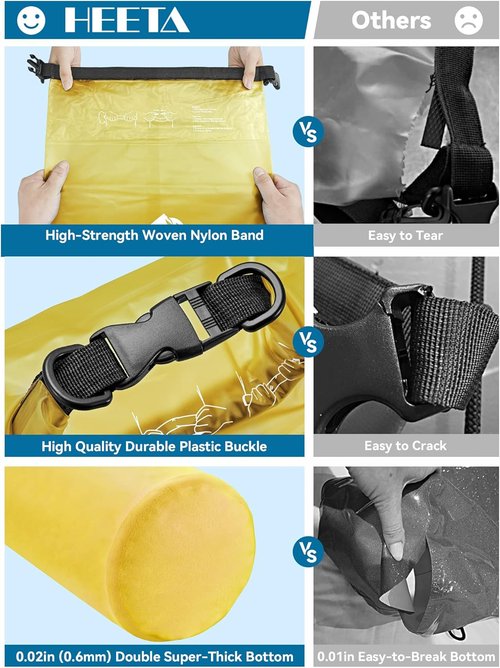 HEETA Waterproof Dry Bag - Lightweight Roll Top Storage for Travel, Swimming & Kayaking | 5L-40L Sizes