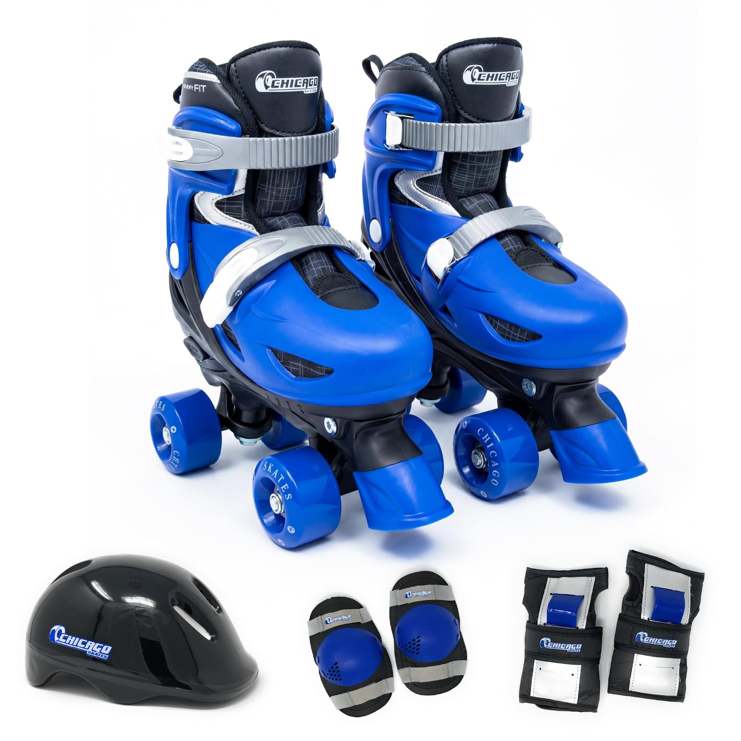 Chicago Roller Skates for Girls & Boys with Protective Gear – Helmet, Knee Pads & Wrist Guards – Durable Top Performance Indoor/Outdoor Use, Safety High Top Boot, 60mm PU Wheels with Secure Buckles
