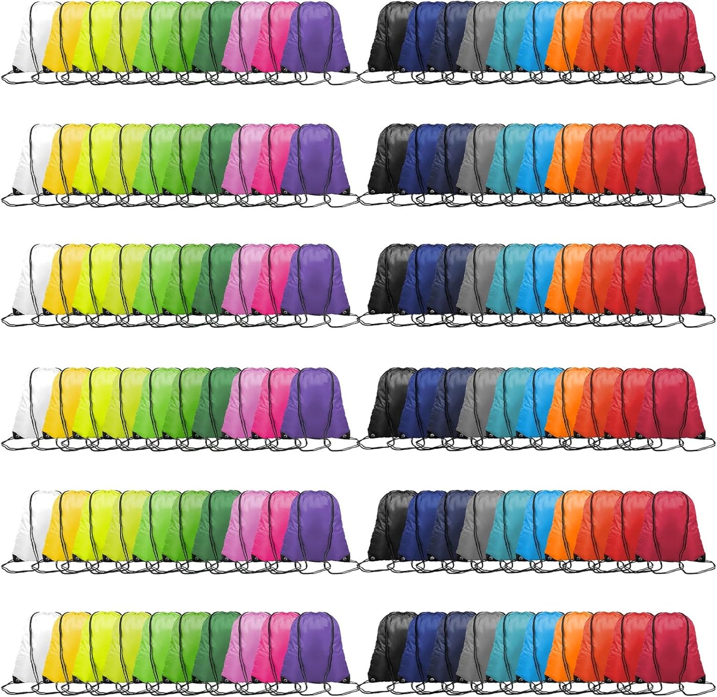 Skiennix 120-Piece Drawstring Bags Set - Colorful Bulk Drawstring Backpacks for Gym & Travel