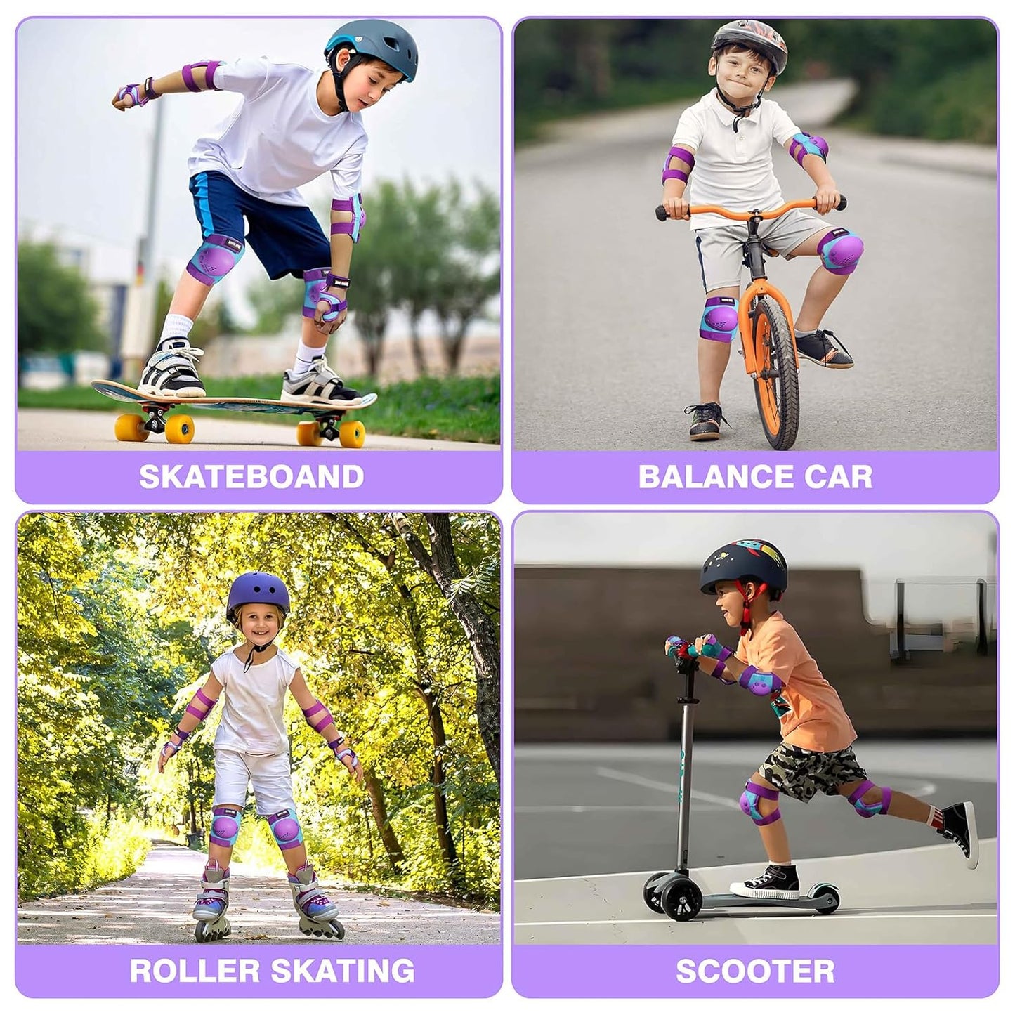 Skiennix Kids Protective Gear Set - Knee Pads, Elbow Pads & Wrist Guards for Ages 3-15 | Ideal for Roller Skating, Cycling & BMX
