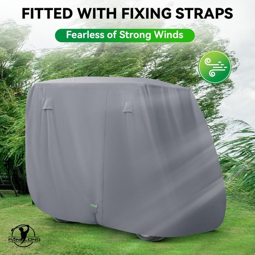 Panglong 420D Polyester Golf Cart Cover-Gray-Three Zipper Doors, Performance with Water/Wind/Sunproof, Suitable for Yamaha EZGO Club Car 2/4 Seats Cart