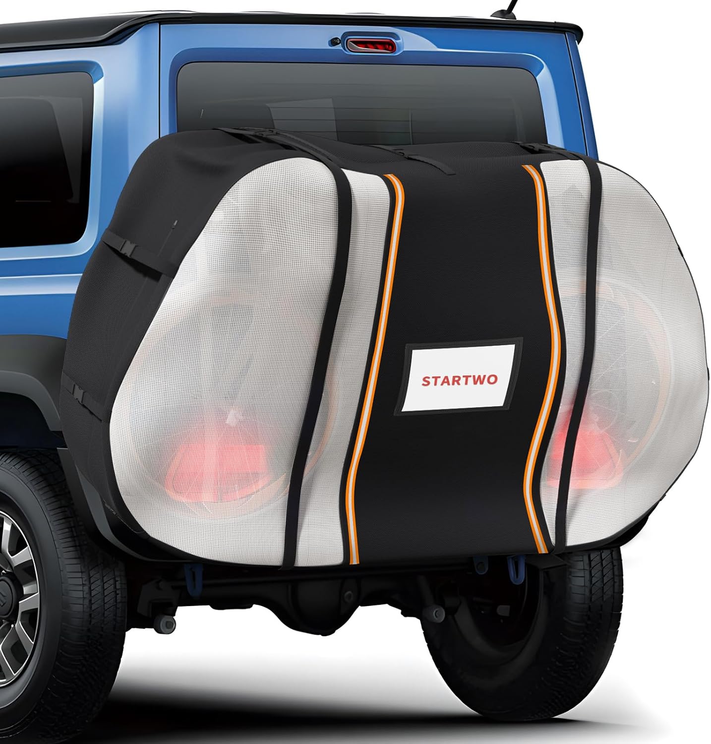 STARTWO Waterproof Bike Cover - Outdoor Storage for 2 Bikes with Elastic Straps & License Plate Window