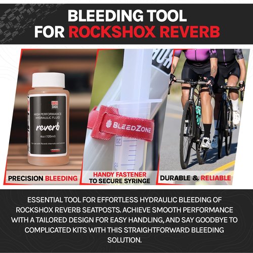 BleedZone RockShox Reverb Bleed Kit with 120ml Hydraulic Fluid - Standard Bike Tool Bleeding Kit for RockShox Reverb Dropper Post and X-Loc Hydraulic Systems, Essential Bike Tools & Maintenance