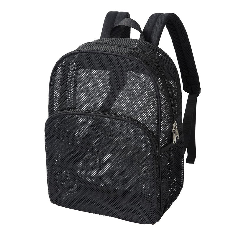 gdbis Heavy Duty Mesh Backpack, Semi- Transparent College Bookbag with Adjustable Padded Shoulder Straps, Lightweight Casual Daypack for College Workpalce Security - Black