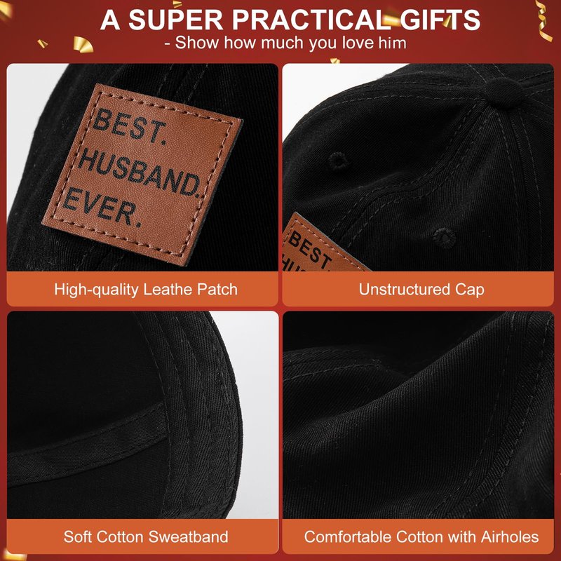 MEINICY Gifts for Husband Fathers Day Anniversary Husband Gifts from Wife Dad Hat Black