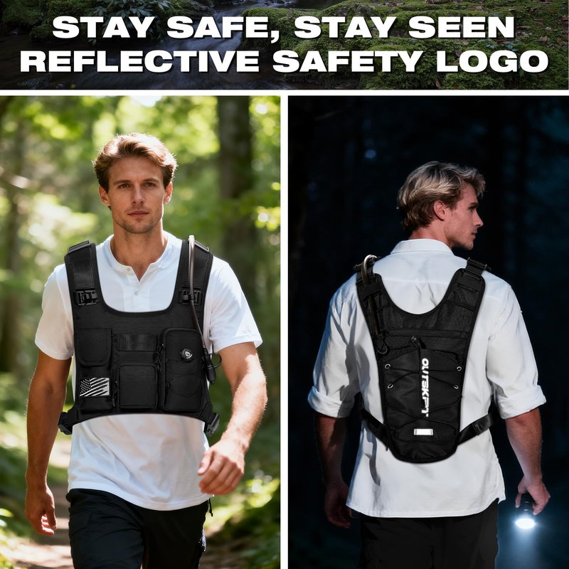 OUTSKIRT Hydration Backpack Vest Bag Lightweight Adjustable Pack with 2L Water Bladder Chest Bag for Hiking Cycling Hunting Climbing for Women and Men