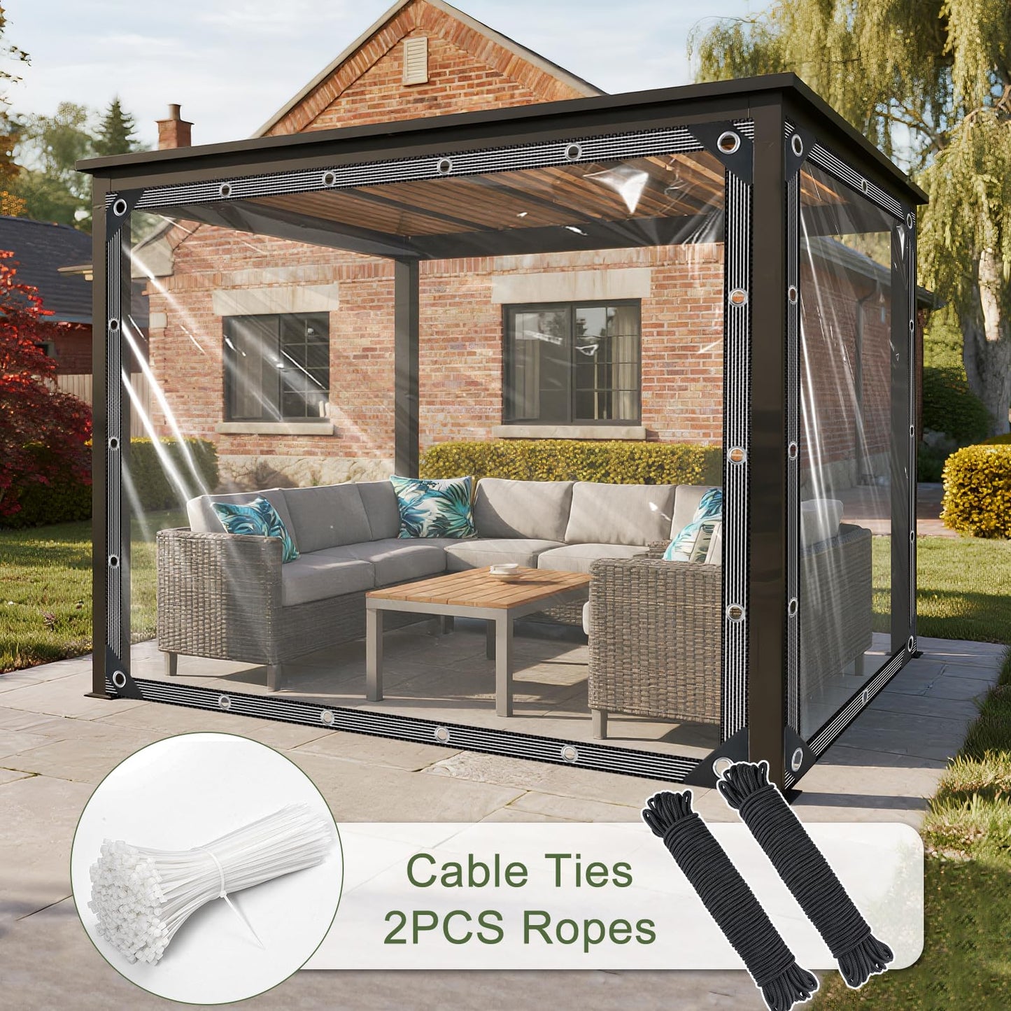 Clear Tarp with Grommets 3x6ft Clear Tarps Heavy Duty Waterproof 14 Mil Thickened PVC Tear-Resistant Reinforced Edges Clear Plastic Vinyl Tarp for Patio Chicken Coop Cover Greenhouse Plant Enclosure