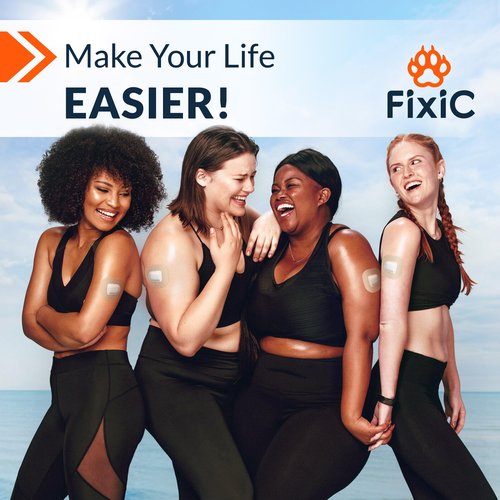 Fixic - 25 Pack - Adhesive Patches - Perfect for Omnipod - The Best Waterproof Adhesive Covers for Omnipod Sensors - Pre-Cut Back Paper - Long Fixation for Your Sensor! (Tan)