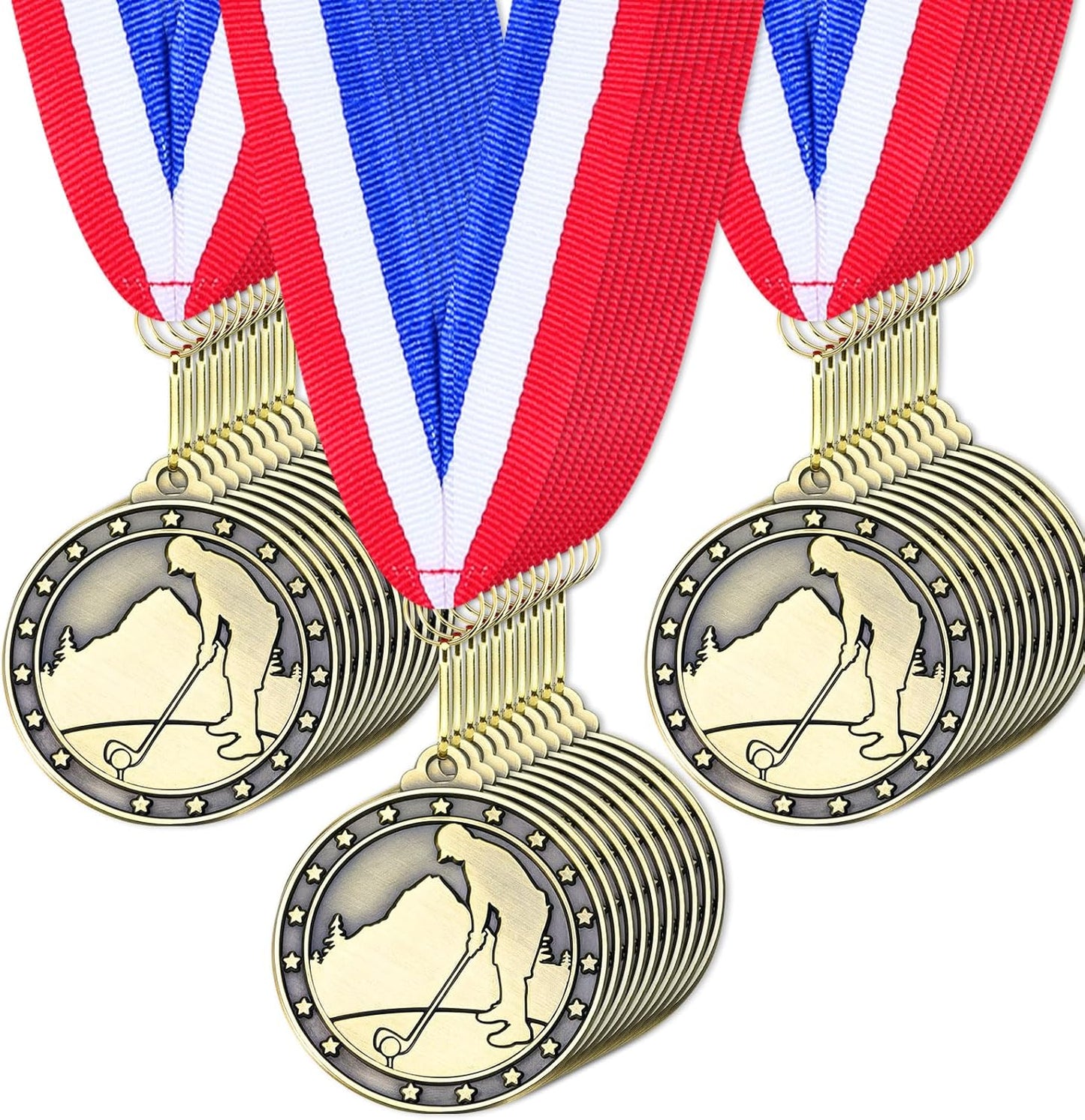 Remuuly Gold Sports Medals - 30 Pcs Bulk Awards for Basketball, Soccer, Baseball & More | 2" Trophies
