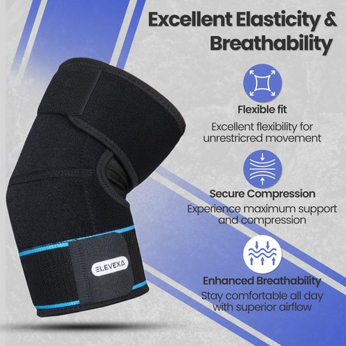 ELEVEXA LLC Adjustable Elbow Brace | Double Strap Elbow Compression Sleeve for Tendonitis, Sprains, and Strains | Arm Brace/Tennis Elbow Brace for Men and Women with Targeted Compression and Relief