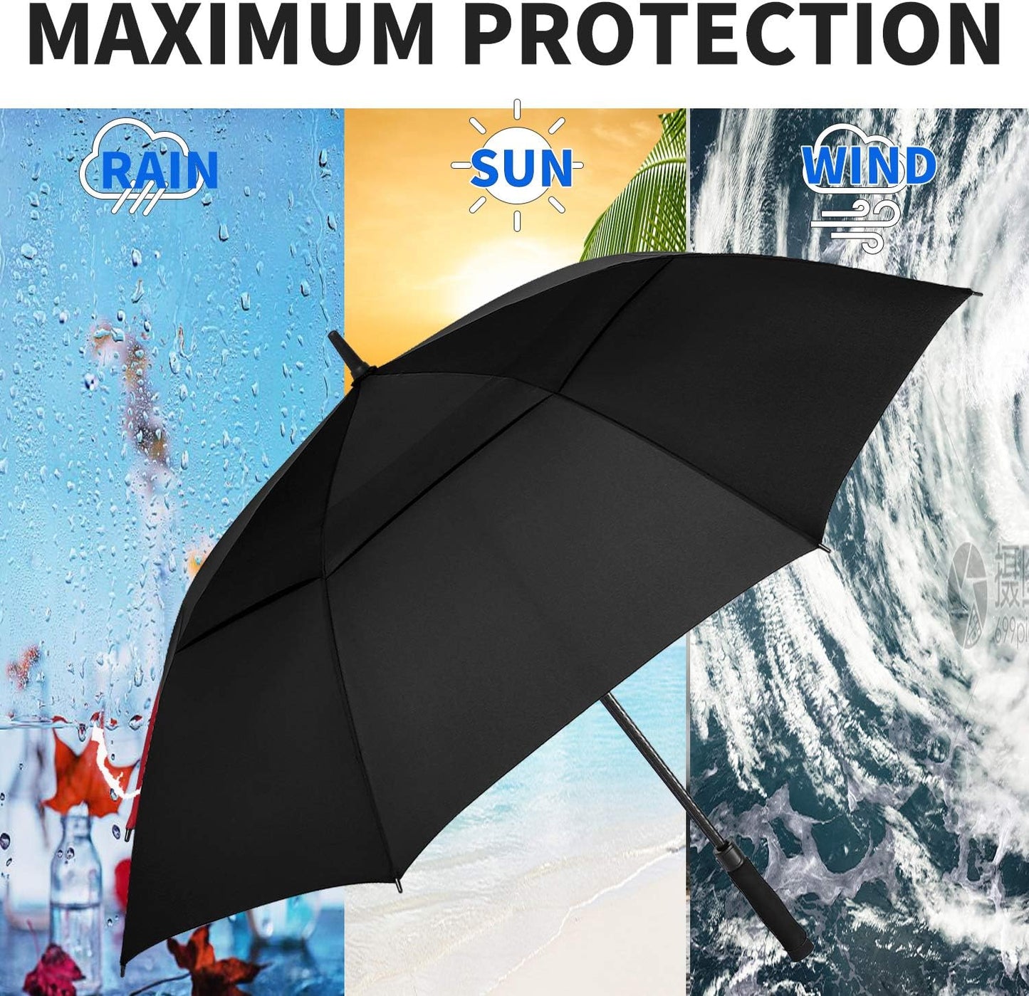 MRTLLOA Golf Umbrella - Extra Large 54/62/68/72 Inch | Automatic Open, Windproof & Waterproof Double Canopy