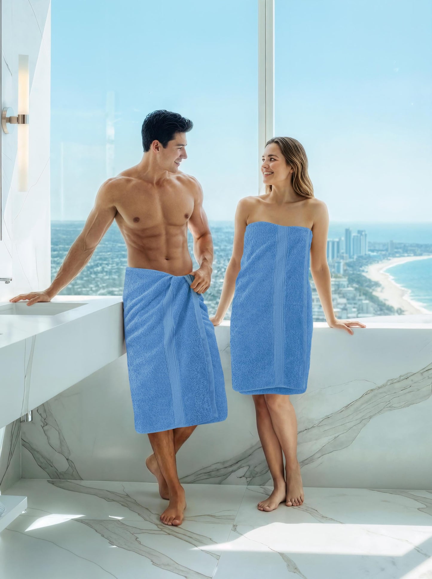 Utopia Towels 4 Pack Premium Bath Towels Set, 27 by 54 Inches, 100% Ring Spun Cotton 600GSM, Lightweight and Highly Absorbent Quick Drying Towels, Perfect for Daily Use, Electric Blue