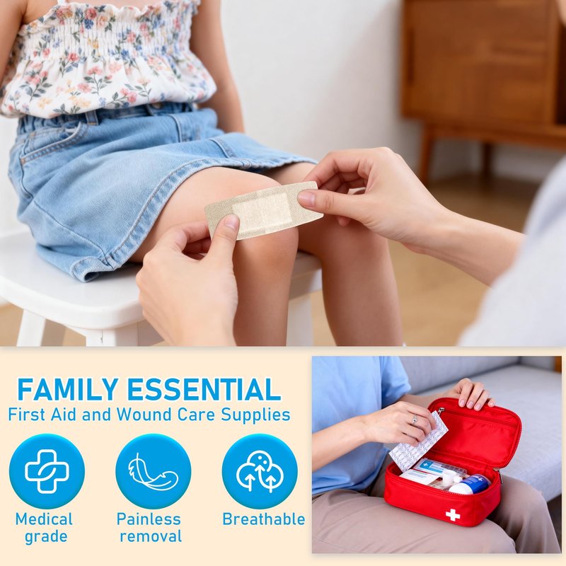 CareUs Silicone Adhesive Bandages for Sensitive Skin, 1.6x4 Inch 32 Count Large Flexible Fabric Latex Free Hypoallergenic Breathable Bandages for Adhesive Allergy Wounds