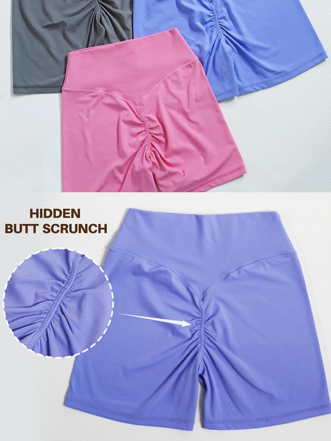 Sunzel Women's High Waisted Butt Scrunch Shorts - Tummy Control Yoga & Workout Biker Shorts