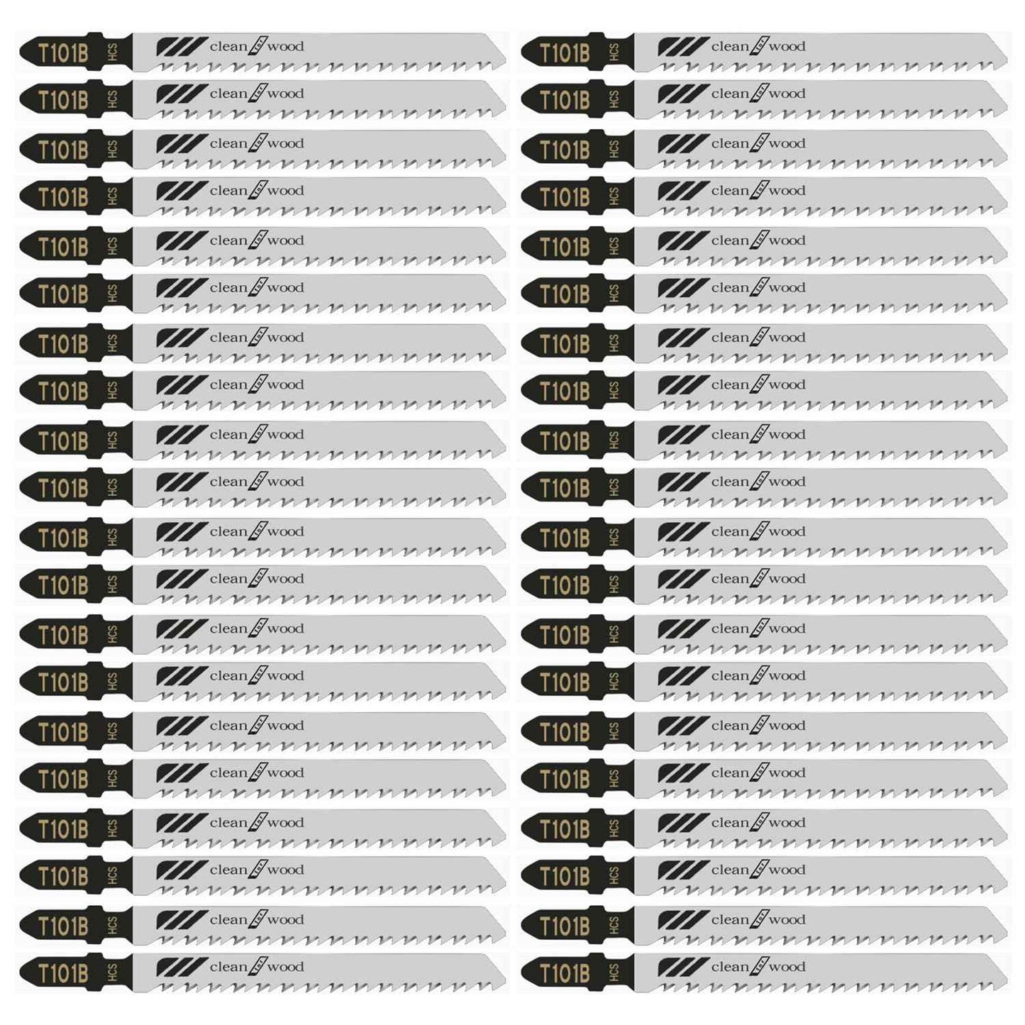 60Pack T101B T-Shank Jigsaw Blades - 4 Inch 10 TPI Contractor Jig Saw Blades Set Made with High Speed Carbon Steel Precise Clean Straight Cutting Wood Boards Plastic PVC(60Pcs-T101B for Wood&Plastic)