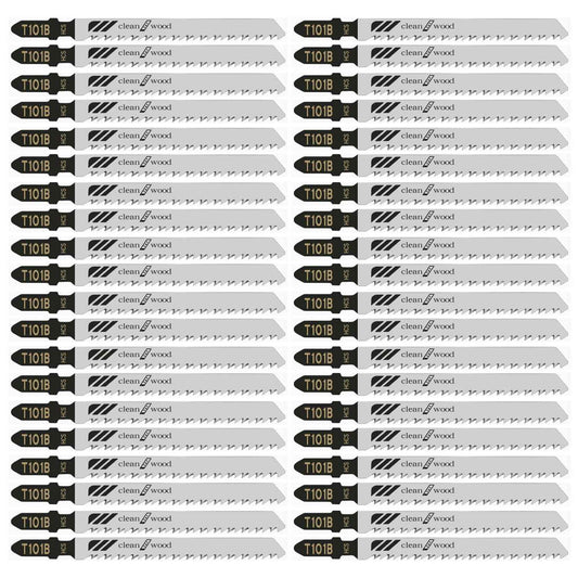 60Pack T101B T-Shank Jigsaw Blades - 4 Inch 10 TPI Contractor Jig Saw Blades Set Made with High Speed Carbon Steel Precise Clean Straight Cutting Wood Boards Plastic PVC(60Pcs-T101B for Wood&Plastic)