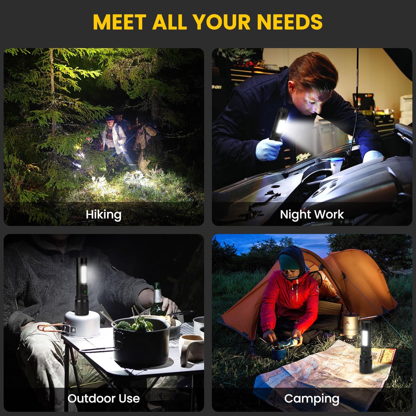 azamine Rechargeable Flashlights High Lumens, 99000LM Super Bright Flash Light with 6 Modes, Adjustable Powerful Handheld LED Flashlight for Home Camping