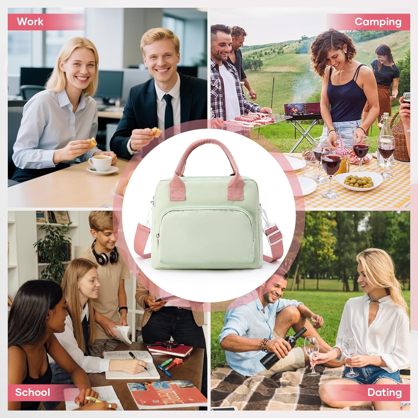 Regine Switzerland Insulated Lunch Bag - Cute Corduroy Tote for Work & Travel | Reusable Cooler Design