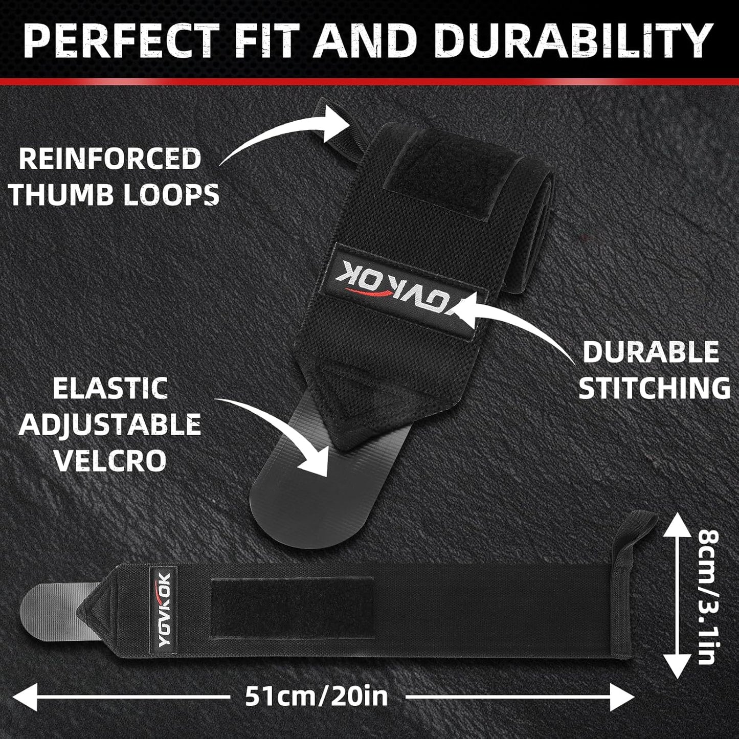 Skiennix Wrist Wraps - Adjustable Weightlifting Straps with Thumb Loops for Men & Women | Black