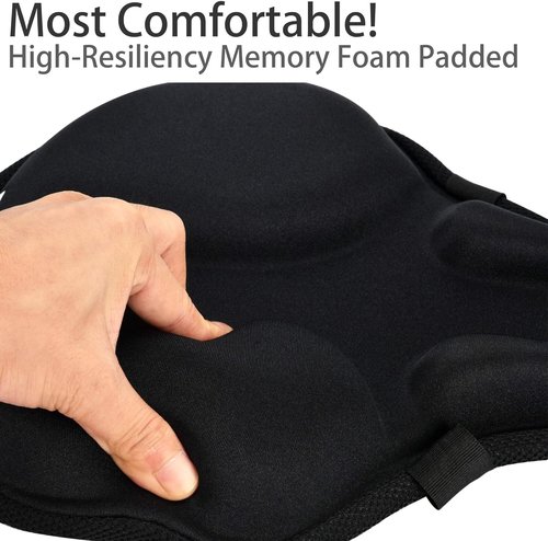 DAWAY Bike Seat Cover - Comfortable Silicone Gel & Memory Foam Cushion for Men & Women | Fits Peloton, Stationary & Mountain Bikes - XL/Large/Small