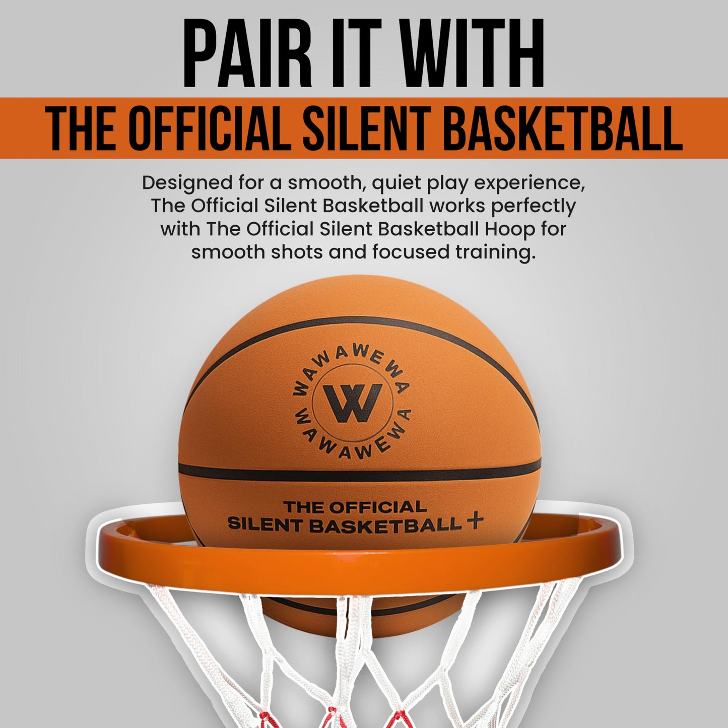 WAWAWEWA The Official Silent Basketball Hoop – Wall-Mounted Indoor Basketball Hoop for Bedroom, Apartment Shooting Practice & Skill Training – Adhesive or Screw Install