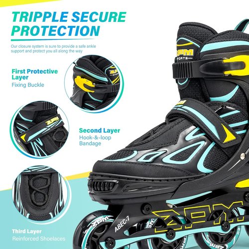 2PM SPORTS Adjustable Flashing Inline Skates - Light-Up Wheels for Kids & Adults | Fun & Colorful Design