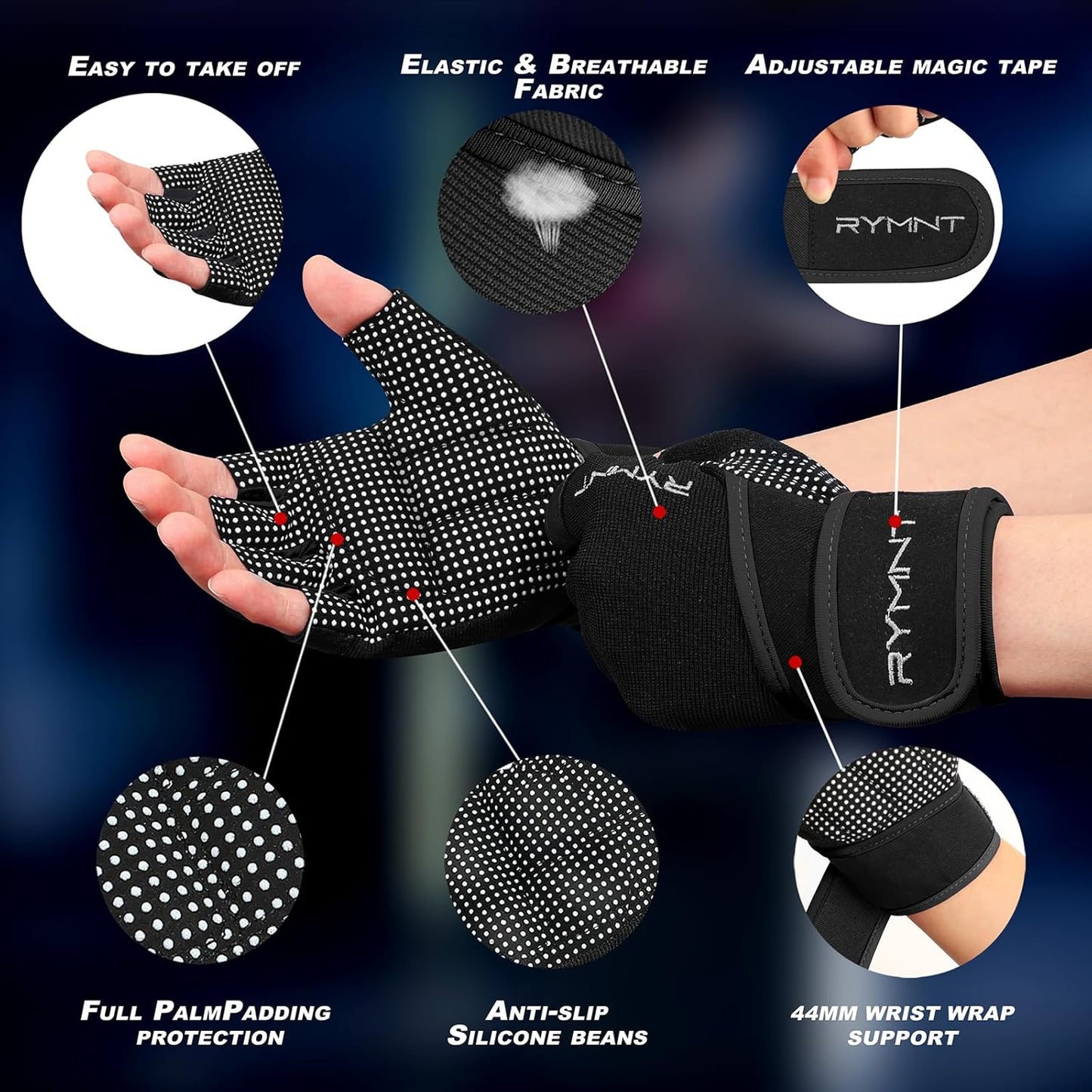 Skiennix Workout Gloves - Wrist Wrap Support & Full Palm Protection for Weightlifting | Unisex Fitness Gear