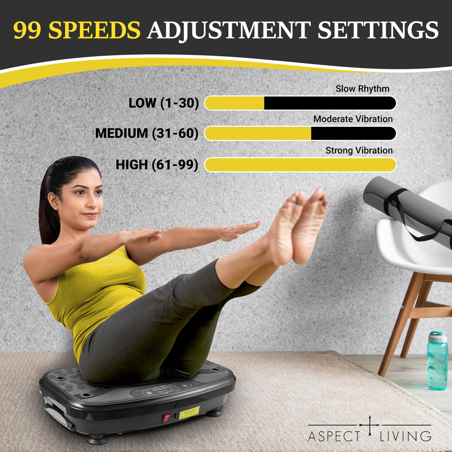 Vibration Plate Exercise Machine for Home Gym - High-Intensity Whole Body Vibration for Fat Burning, Lymphatic Drainage & Muscle Toning, with Resistance Bands & Push-Up Handles