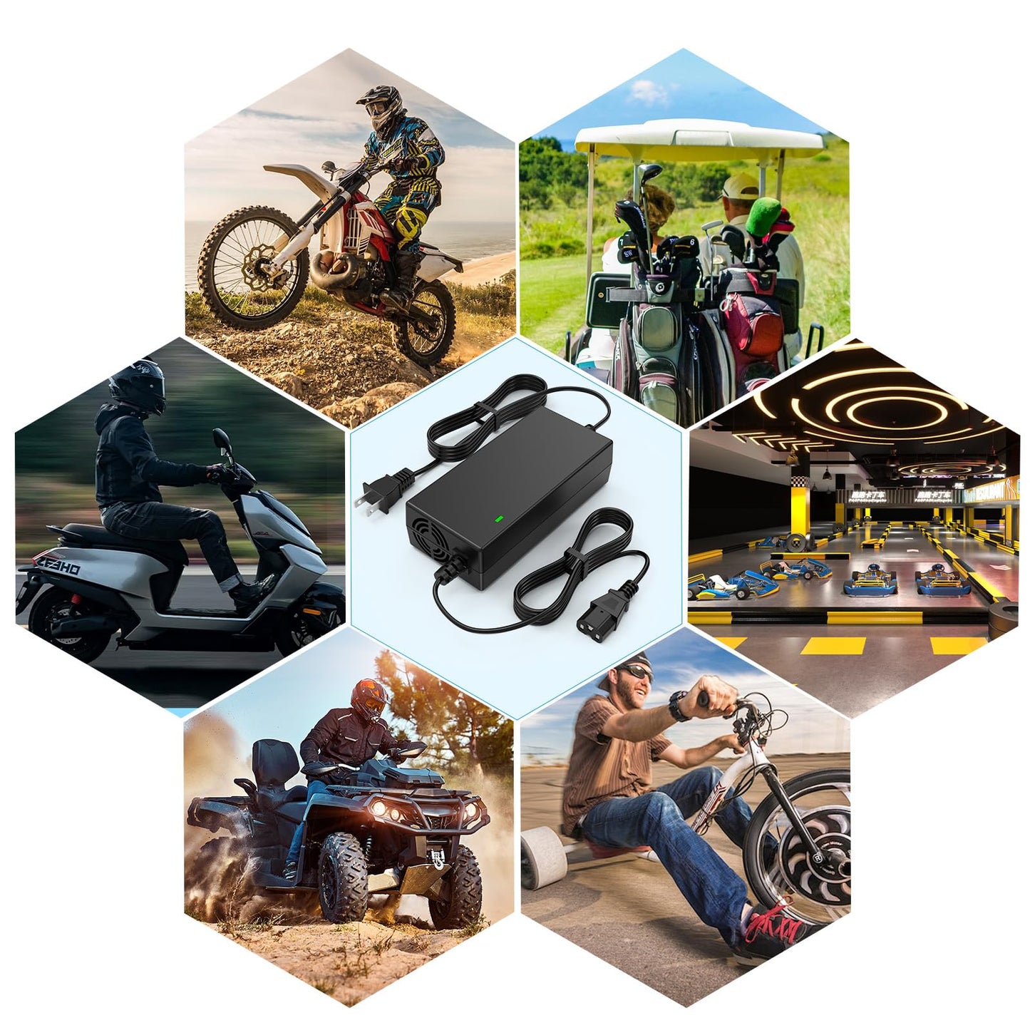 59V 1.8A for 48V 12AH Lead Acid Battery Charger for Electric Bicycle Motor Bike - 3 Holes Plug AC Adapter