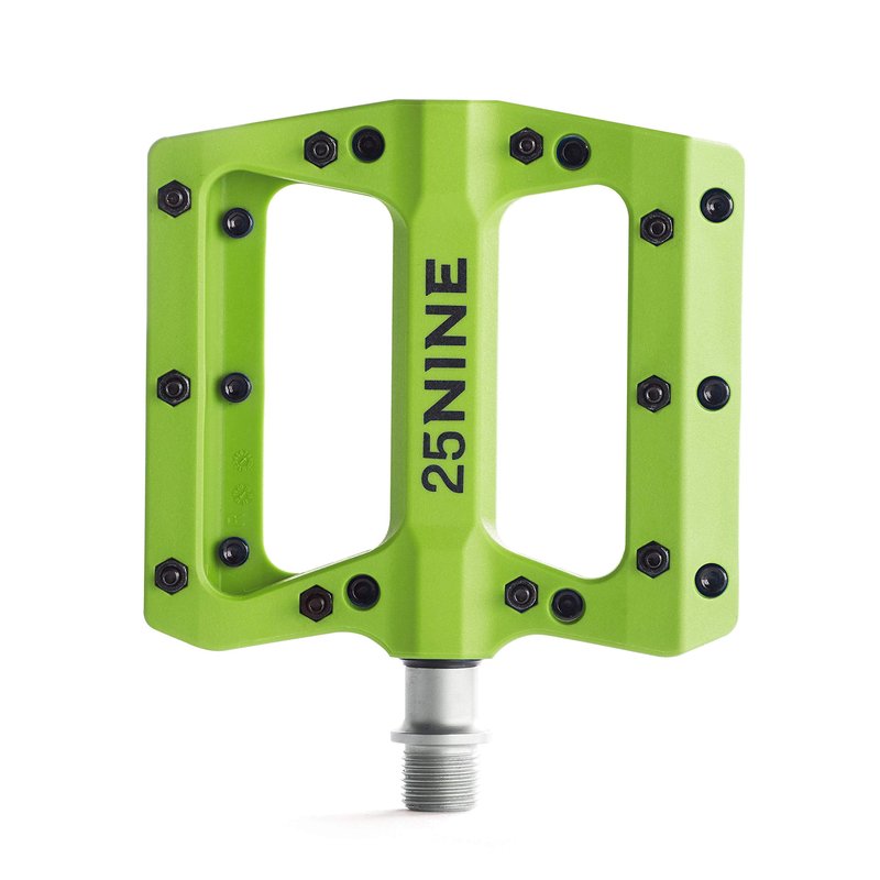 25NINE Bushido BMX Platform Pedals - Durable Thermoplastic Bike Pedals for BMX and MTB - Green