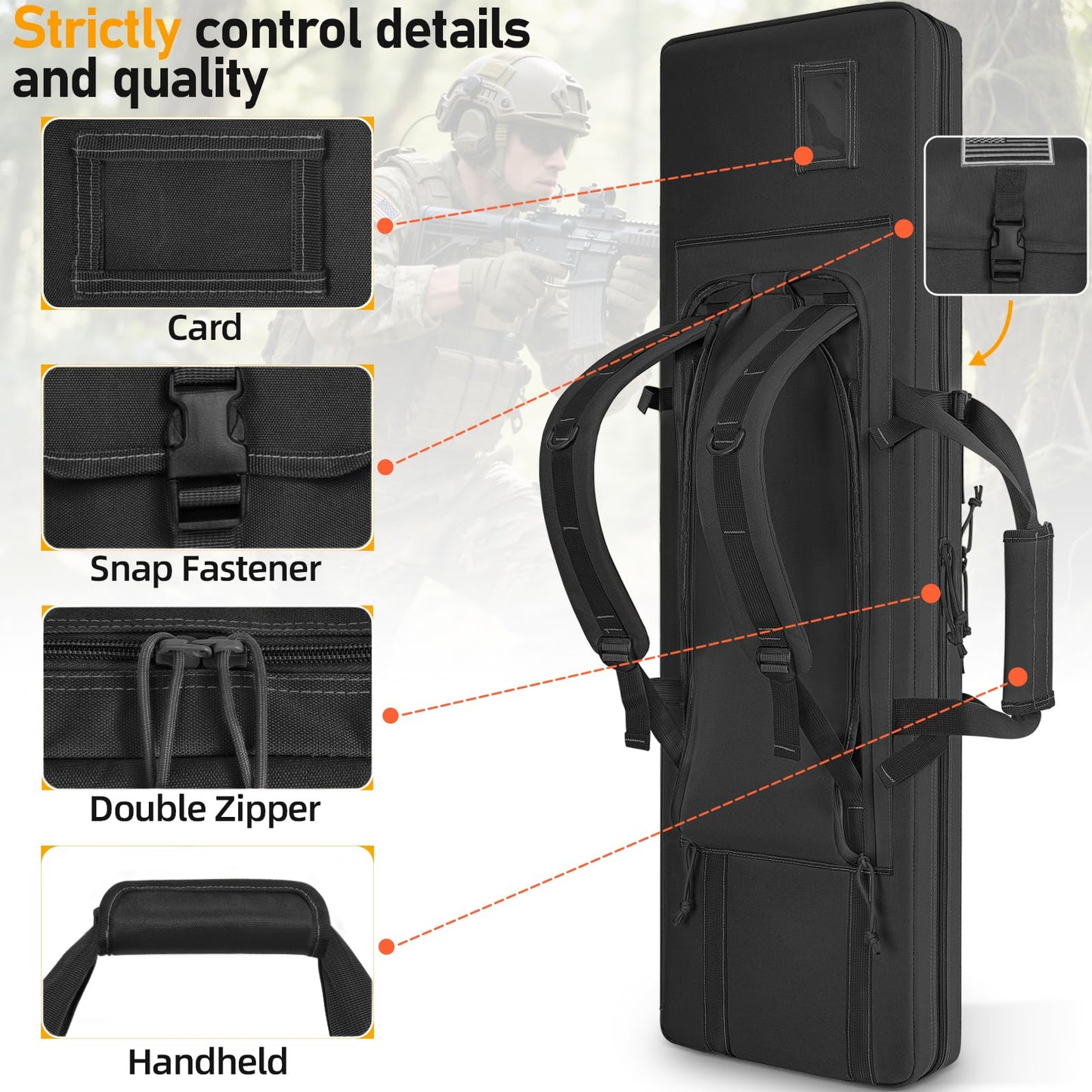 TORIBIO Double Rifle Case Gun Bag 30/34/36/42/46/48/51/55"-48" x 12" Black